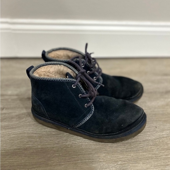 Ugg Neumel Suede Ankle Boots Lace-Up Winter Navy Blue Women’s Size 7 - Picture 3 of 6